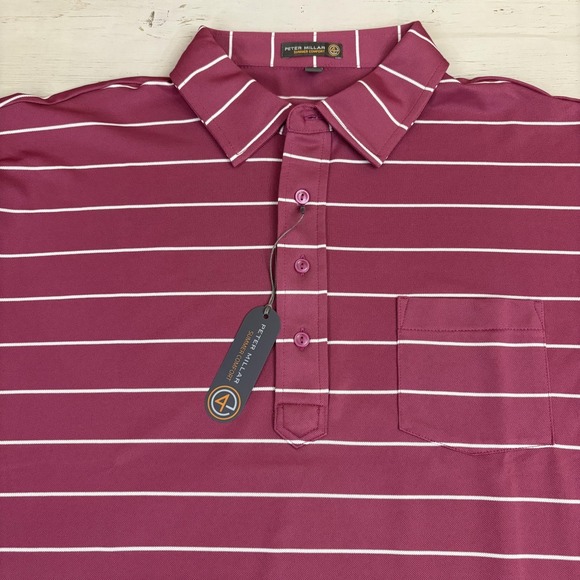 Peter Millar Other - Peter Millar Summer Comfort Polo Shirt Mens XL Pink Striped Golf Pocket